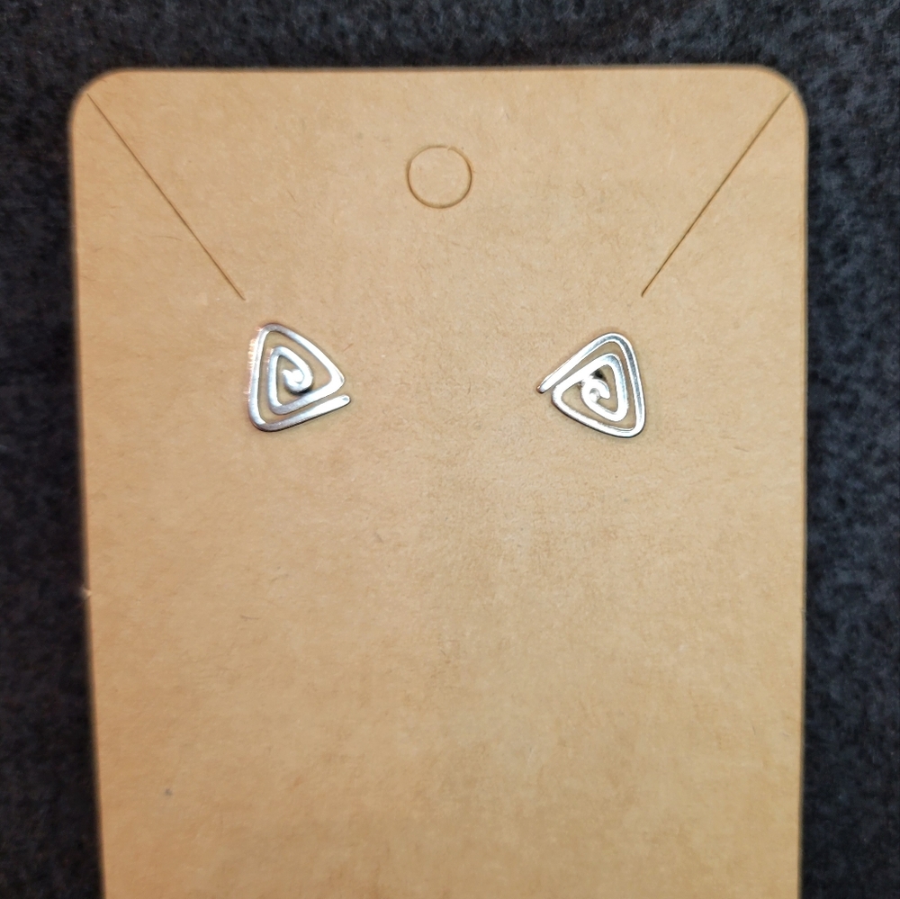 Silver swirl triangle post earrings NWOT